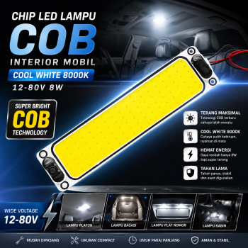 TaffLED Chip LED Lampu COB Interior Mobil Cool White 8000K 12-80V 8W - COB60245-DC80-8