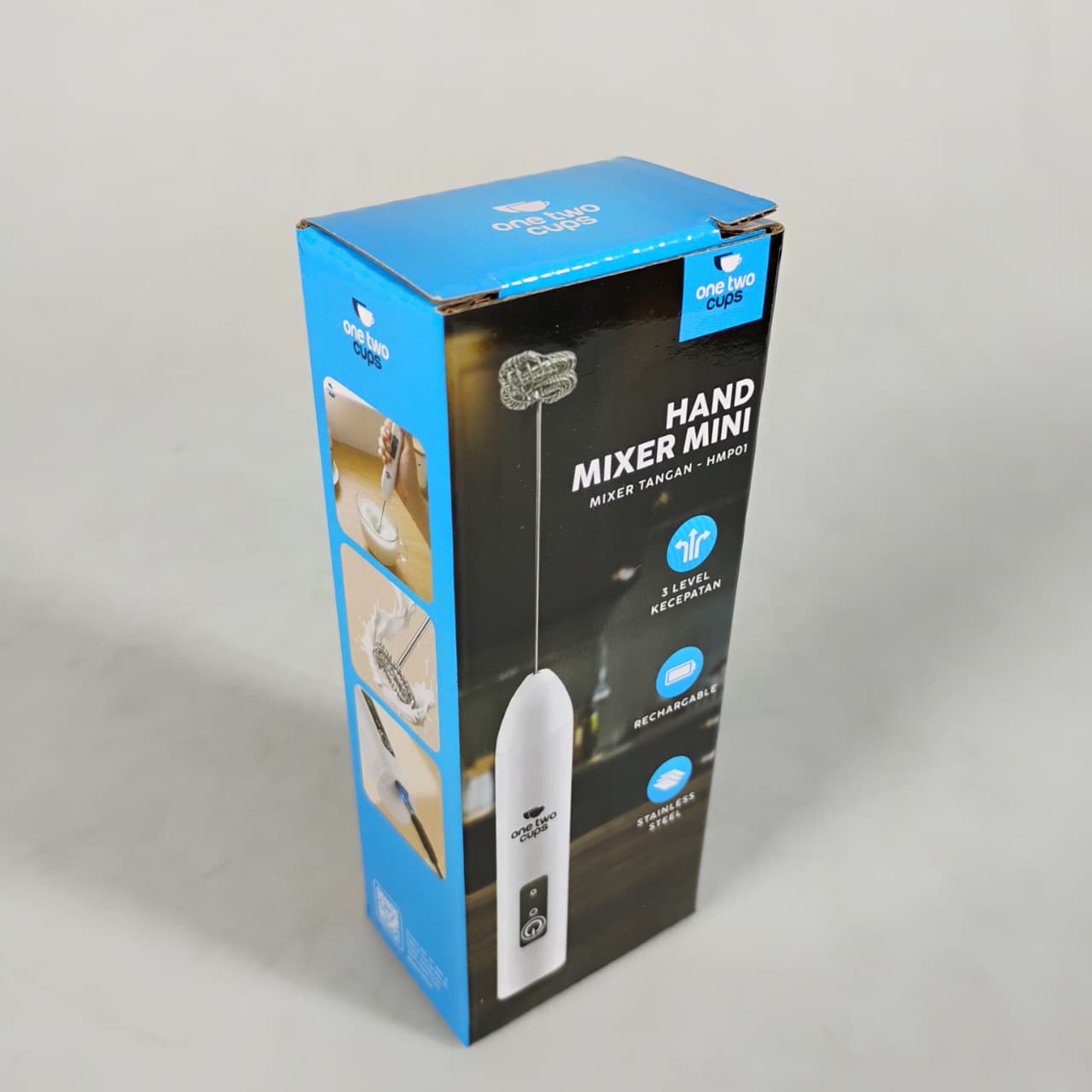 Gambar produk One Two Cups Hand Mixer Mini Pengocok Telur Kopi Milk Frother 500mAh - HMP01 - Kemasan