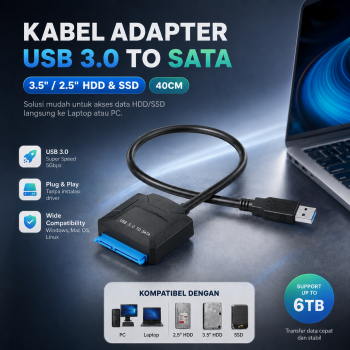 Gambar produk E-yield Kabel Adapter USB 3.0 to SATA for 3.5 / 2.5 Inch HDD SSD 40cm - ZD0004