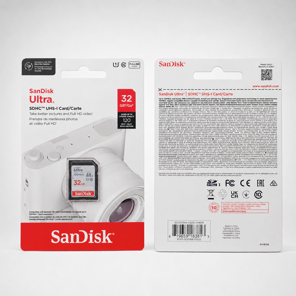 Gambar produk SanDisk Ultra SDXC/HC UHS-I Card Class 10 120MB/s 32GB - SDSDUN4 - Kemasan