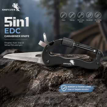 Gambar produk KNIFEZER Carabiner Pisau Lipat 5in1 Portable Knife Survival Tool EDC - ED30