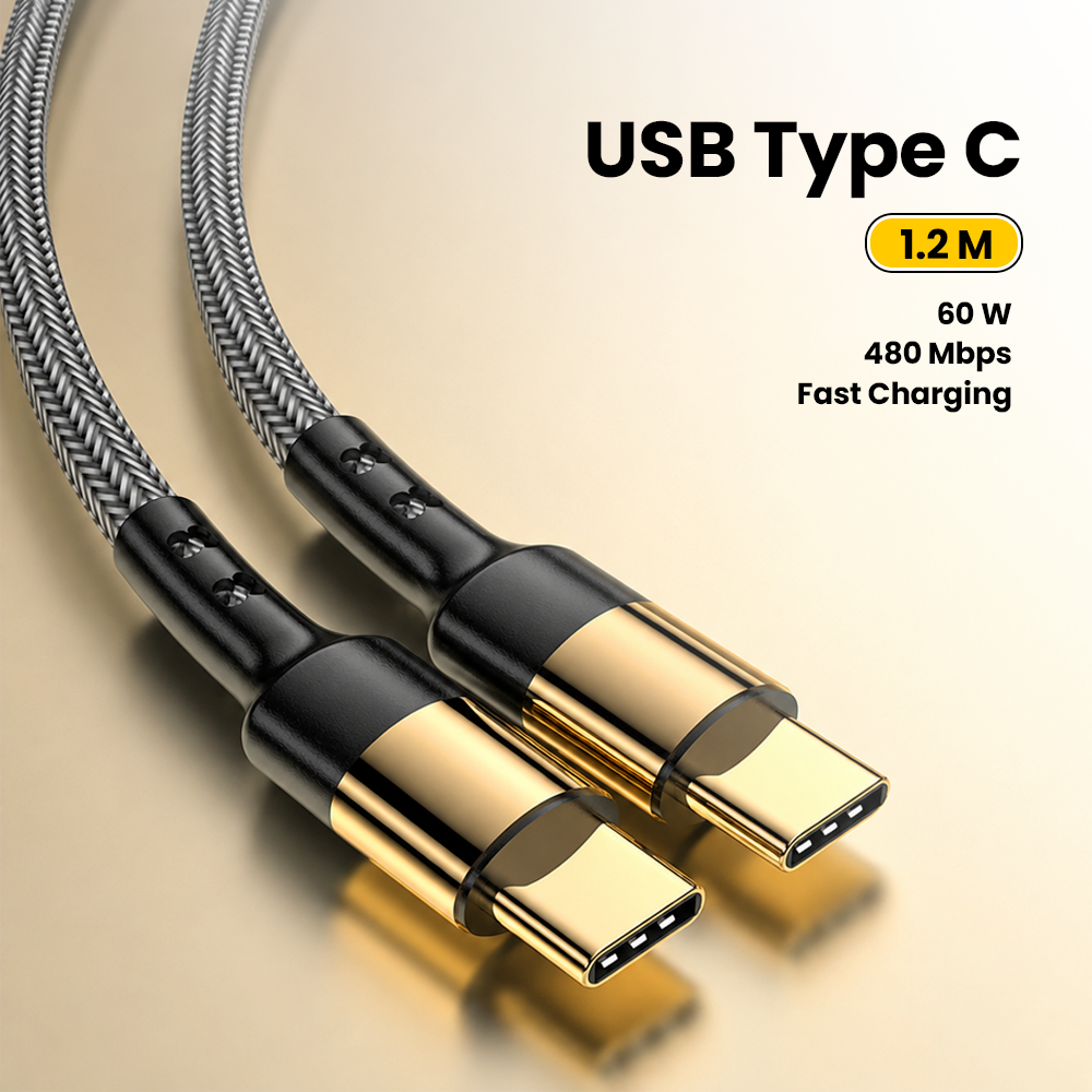Gambar produk ILANO Kabel Data USB Type C Multifungsi Fast Charging 3A 60W 1.2M - ILC3 - Utama
