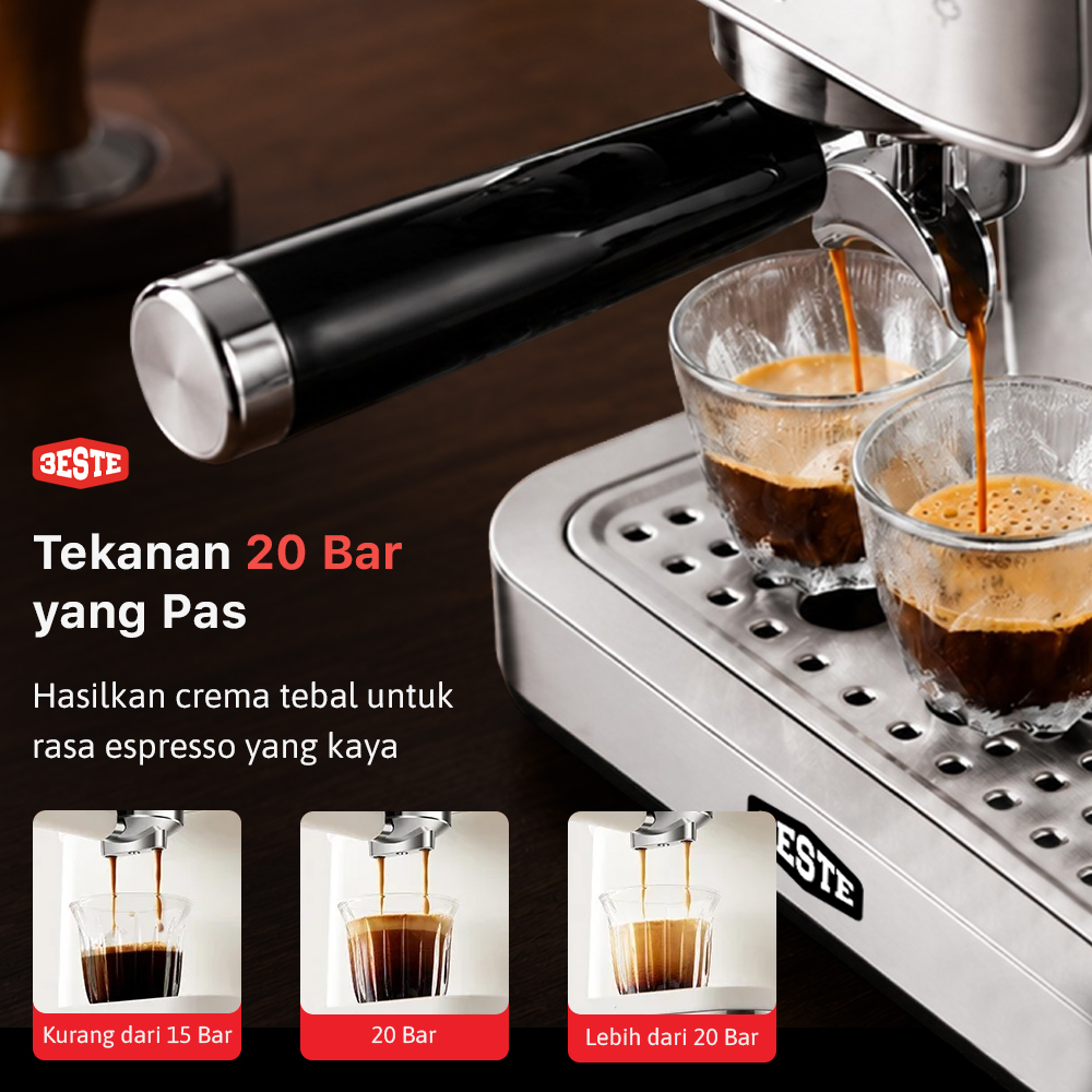 Gambar produk Trieste Mesin Kopi Espresso Coffee Maker Frothing 20 Bar 1.2L 1150 W - CM-601G - 3