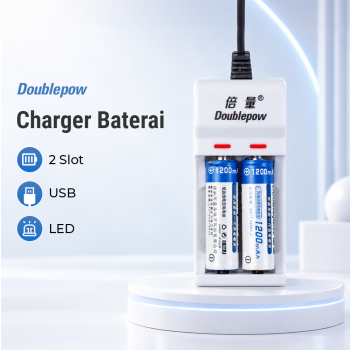 Doublepow Charger Baterai 2 Slot for AA AAA Ni-MH Ni-CD with LED - DP-U21