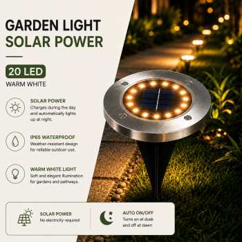 Gambar produk RAIBOH Lampu Taman Hias Ground Light Solar Sensor Warm White 20 LED - Y012