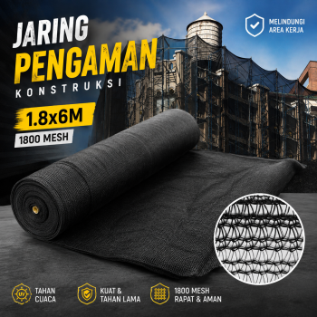 Gambar produk TEME Jaring Pengaman Konstruksi Bangunan Safety Net 1.8x6M 1800 Mesh - TM-22