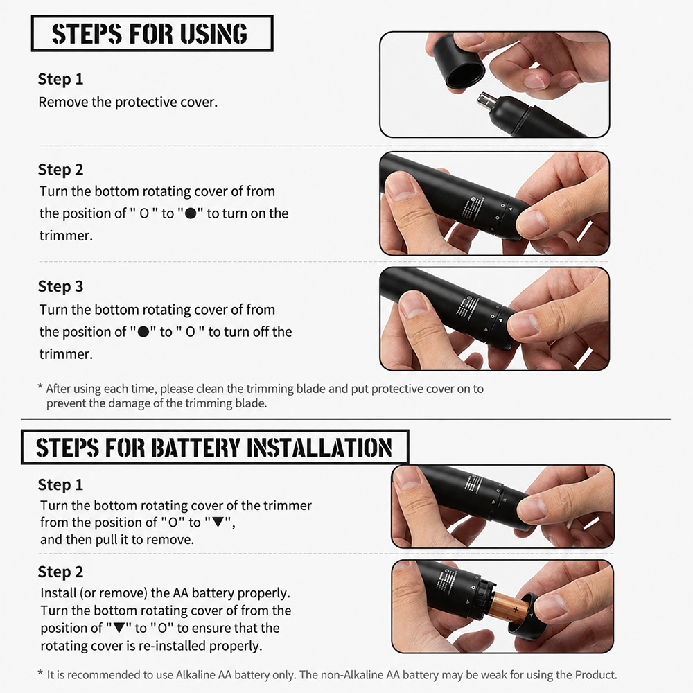 Gambar produk ENCHEN Alat Cukur Elektrik Bulu Hidung Telinga Trimmer Dual Edge Blade - EN005 N3 - 8