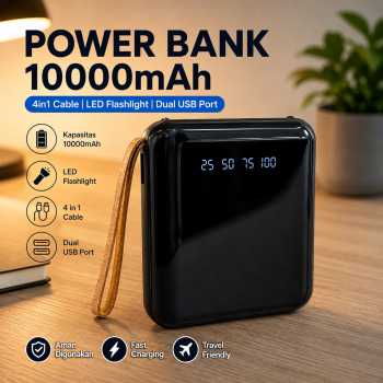 Gambar produk Tollcuudda Power Bank 10000mAh 4in1 Cable LED Flashlight USB Port - Tol1