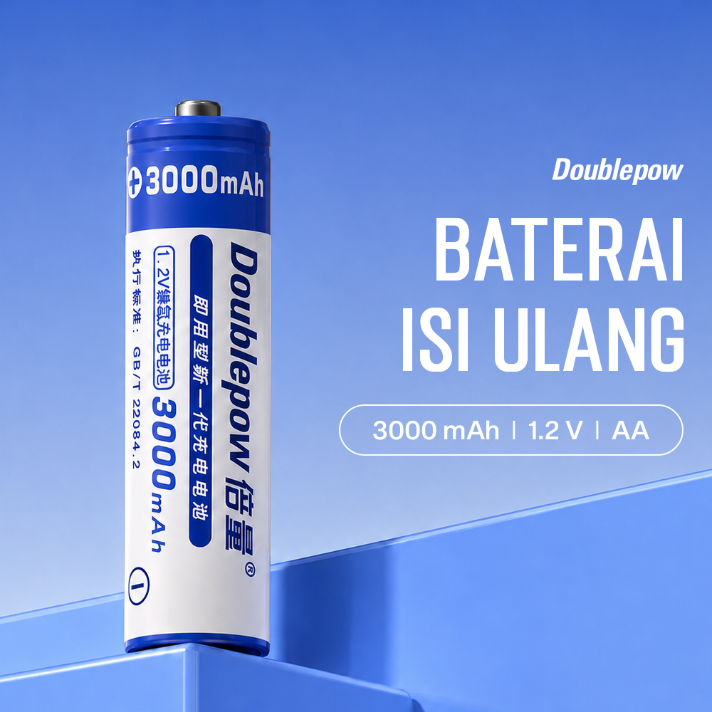 Doublepow Baterai Isi Ulang AA Rechargeable Ni-MH 3000 mAh 1.2V 1 PCS
