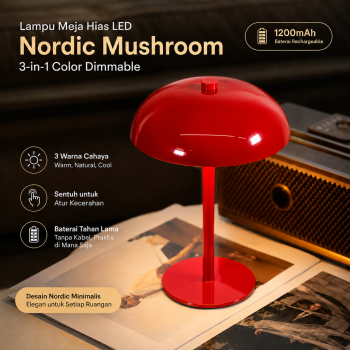 RTO Lampu Meja Hias LED Nordic Mushroom 3in1 Color Dimmable 1200mAh - HA-230