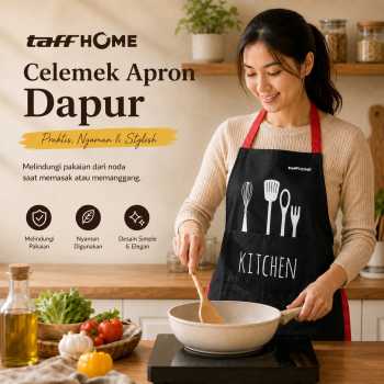 Gambar produk TaffHOME Celemek Masak Apron Dapur Model Kantong Pola Spatula - JJ41
