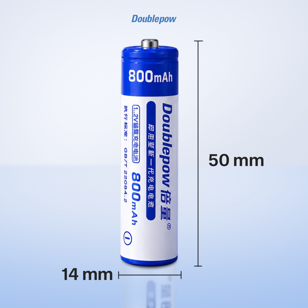Gambar produk Doublepow Baterai Isi Ulang AA Ni-MH Button Top 800 mAh 1.2V 2 PCS - 7