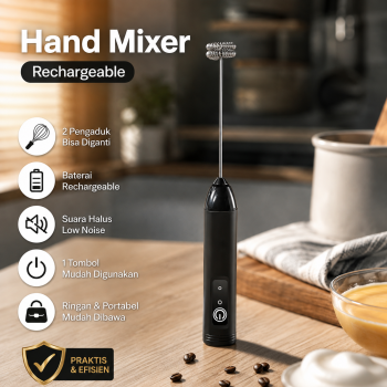 POEMY Hand Mixer Mini Pengocok Milk Frother Rechargeable 3 Speed - D03