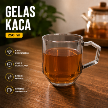 Chariva Gelas Kaca Aesthetic Mug Kopi Teh Diamond Glass 250ml - ZB140