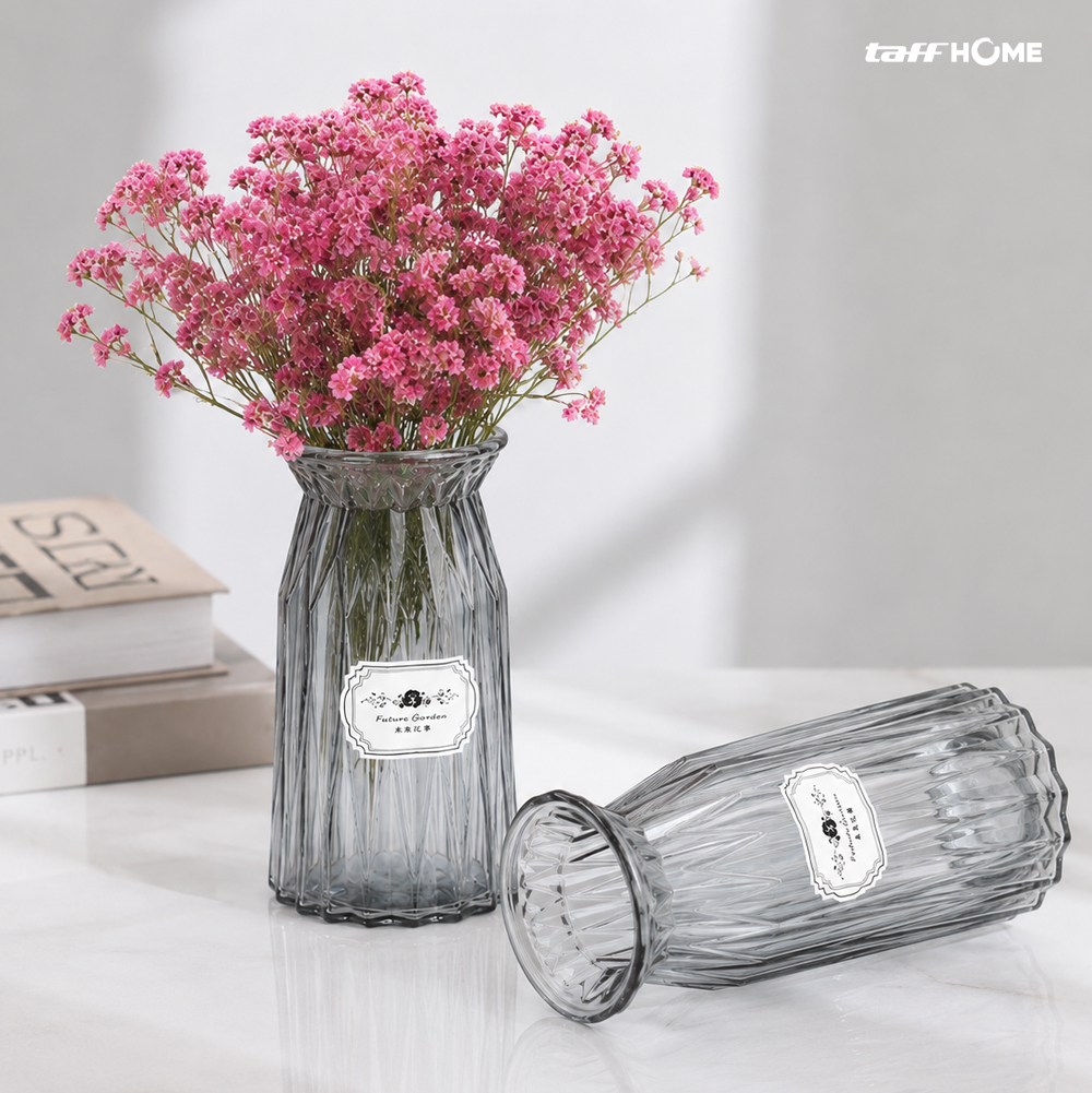 Gambar produk TaffHOME Vas Bunga Kaca Estetik Nordic Ribbon Flower Vase - BT-65 - 4