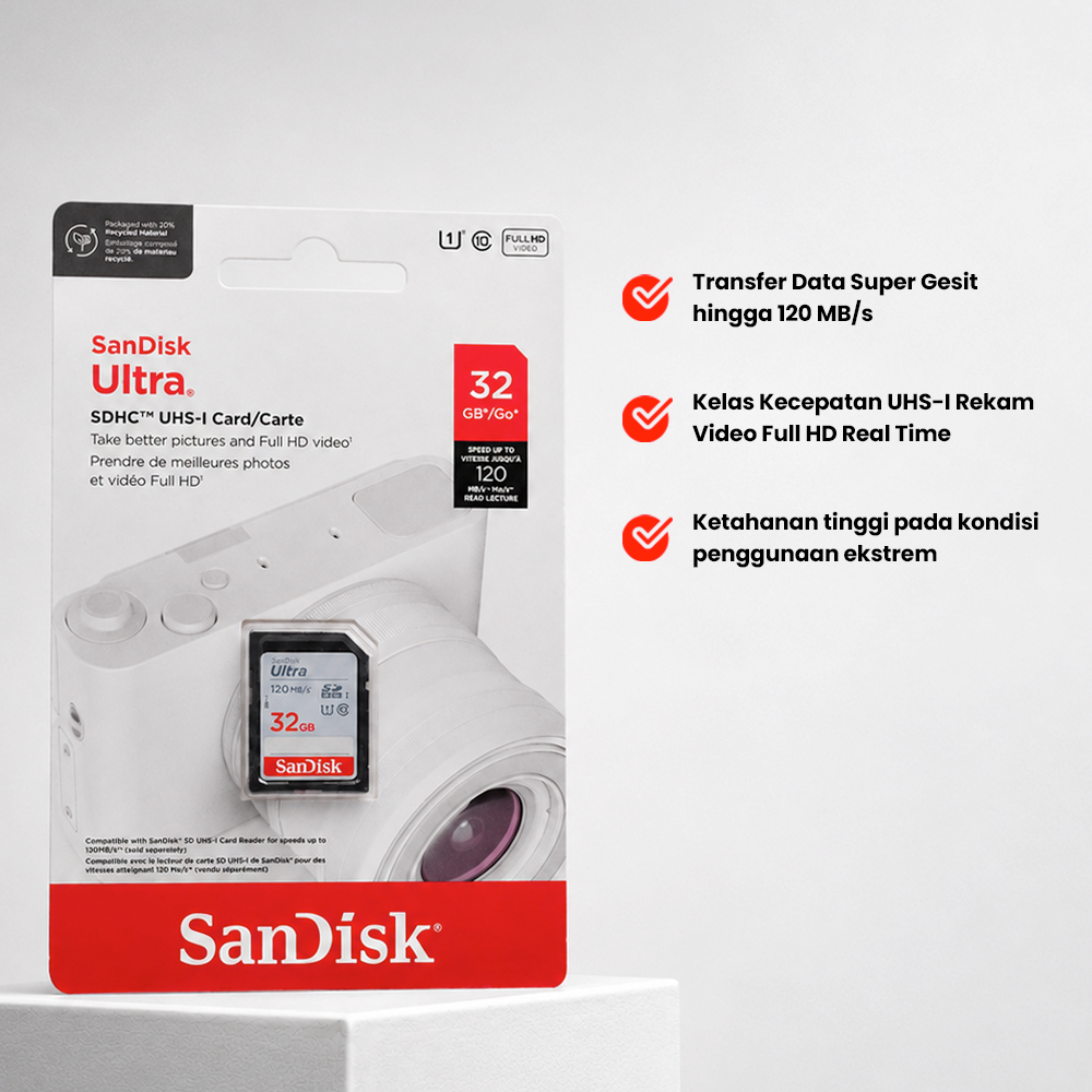 Gambar produk SanDisk Ultra SDXC/HC UHS-I Card Class 10 120MB/s 32GB - SDSDUN4 - 2