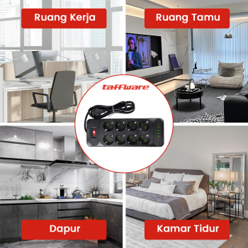 Gambar produk Taffware Stop Kontak Kabel 4 USB A 2 USB Type C 1.8M 10A 250V 2500W 8 Lubang - QL-1077U / QL-1078U - 5