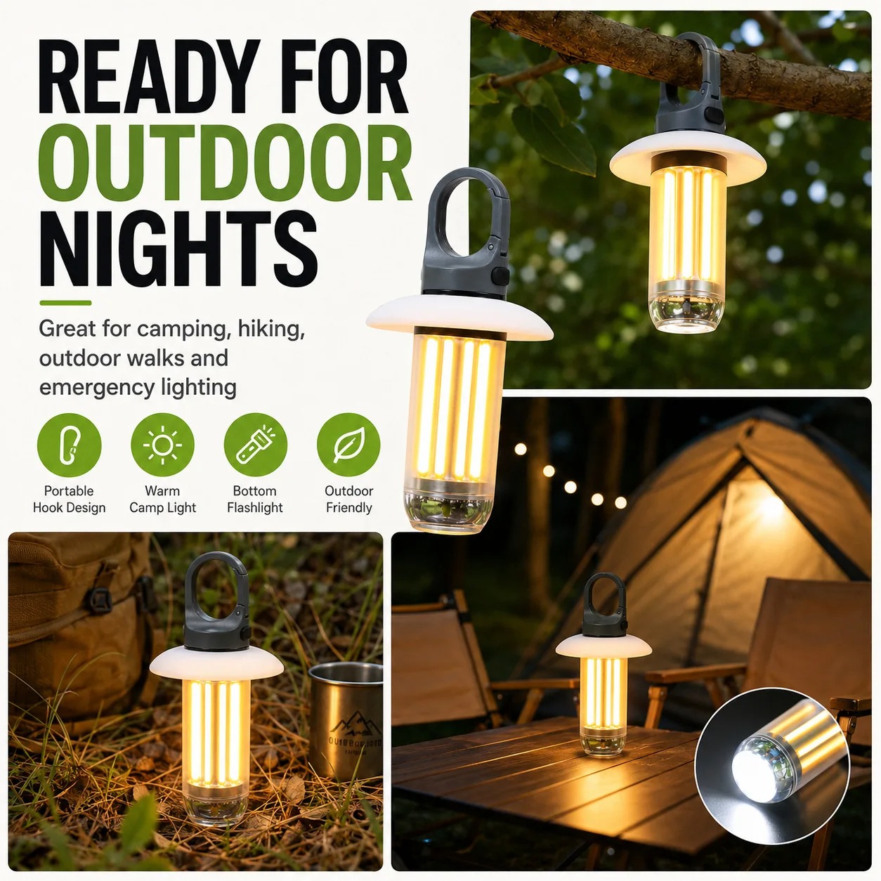 Gambar produk XFIRE Lampu Camping Senter Gantung Lantera 5 Mode 2in1 Color 600mAh - YY-17 - 4