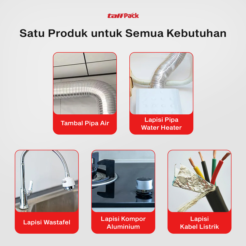 Gambar produk TaffPACK Lakban Aluminium Foil Tape Tahan Panas Anti Bocor 5cmx10M - YX10 - 5