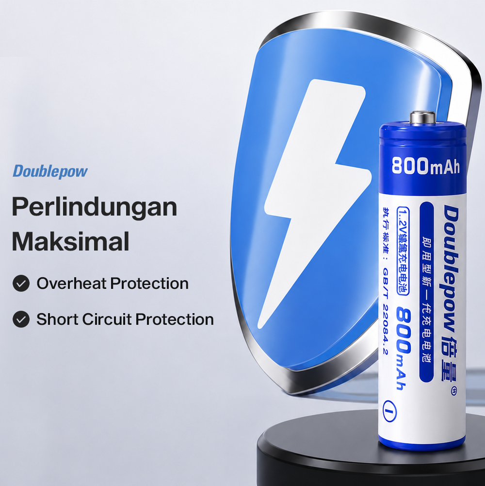 Gambar produk Doublepow Baterai Isi Ulang AA Ni-MH Button Top 800 mAh 1.2V 2 PCS - 4
