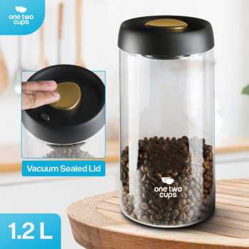 One Two Cups Toples Kaca Penyimpanan Biji Kopi Vacuum Sealed Lid - SE41