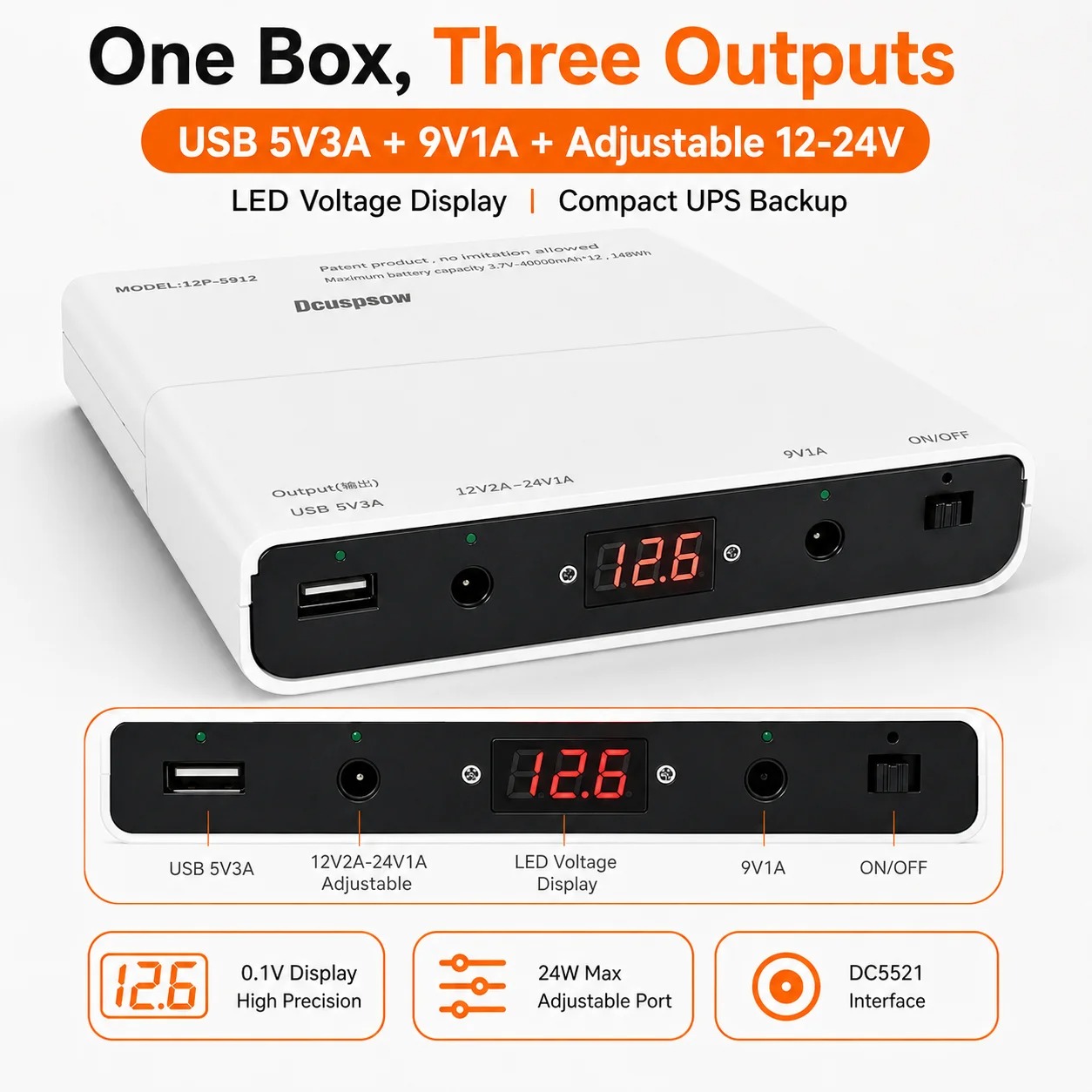 Gambar produk AREO Mini UPS DIY Power Supply Backup Router 12 Slot 18650 Battery - 12P-5912 - 2