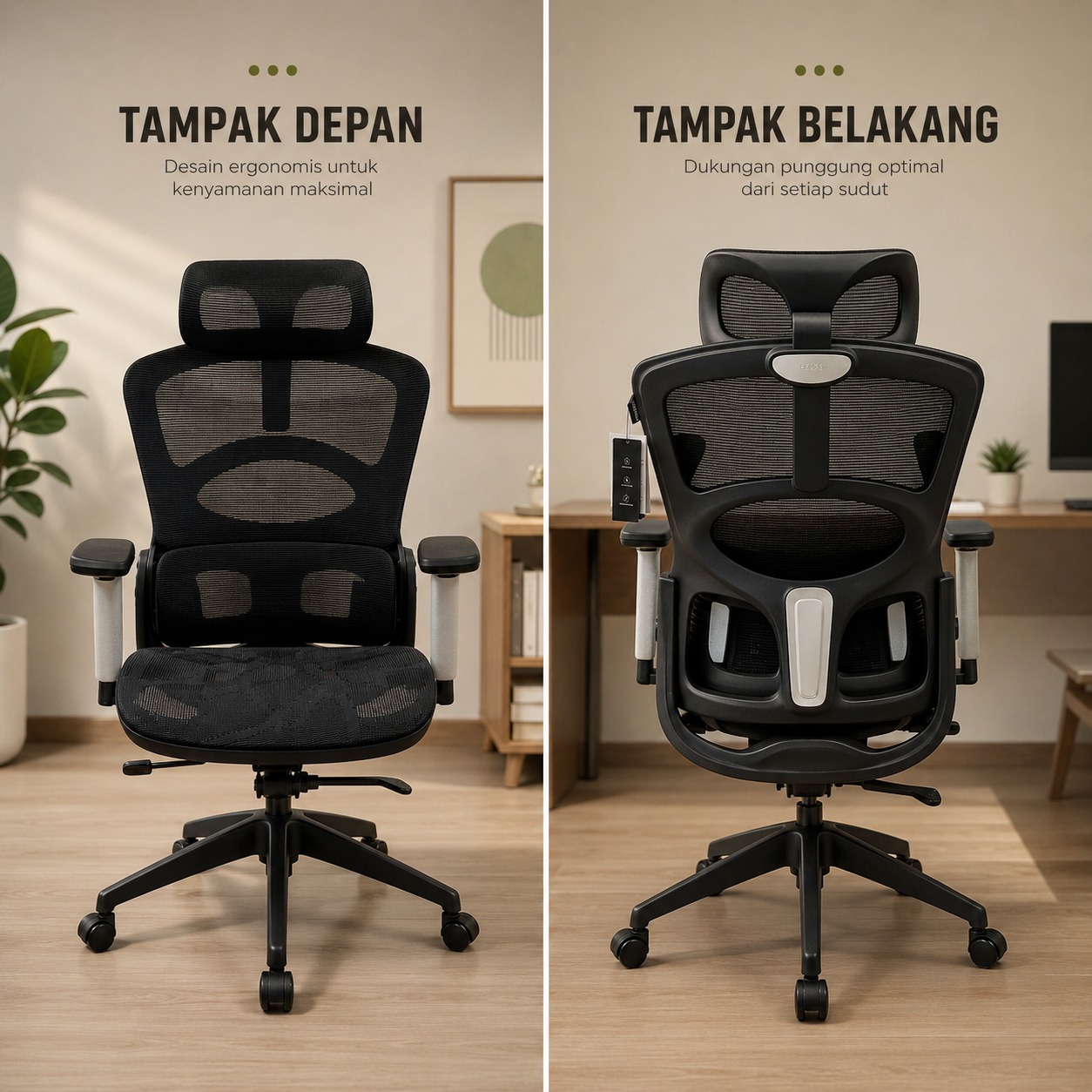 Gambar produk HBADA Kursi Kantor Office Chair 3D Lumbar 6 Way Magic Armrest - E216BGD - 3