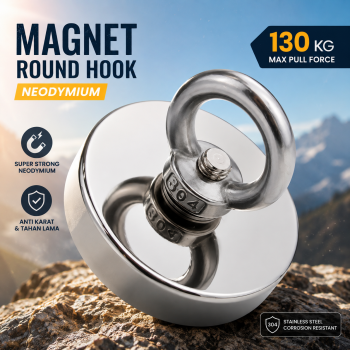 Taffware Magnet Gantungan Round Hook Strong Neodymium 130kg - M8