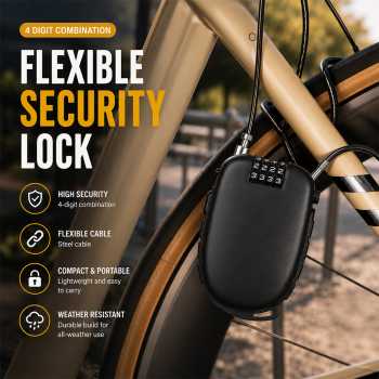 Gambar produk Taln Gembok Kunci Pengaman Sepeda Motor Flexible Security Lock 4 Digit - NK-225
