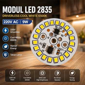 SOO Chip LED 2835 Modul Lampu Driverless Cool White 6500K 220V 9W 1PCS - COB4040-AC220-9