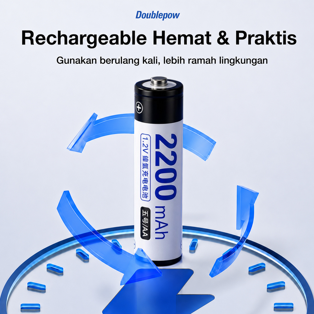 Gambar produk Doublepow Baterai Isi Ulang AA Ni-MH Button Top 2200mAh 1.2V 4 PCS - DP-AA780 - 2