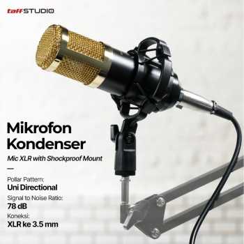 Gambar produk TaffSTUDIO Mic Condenser XLR Microphone Noise Reduction with Holder - BM-800