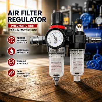 Gene Air Filter Regulator Lubricator Kompresor G1/4 with Konektor - AFC2000