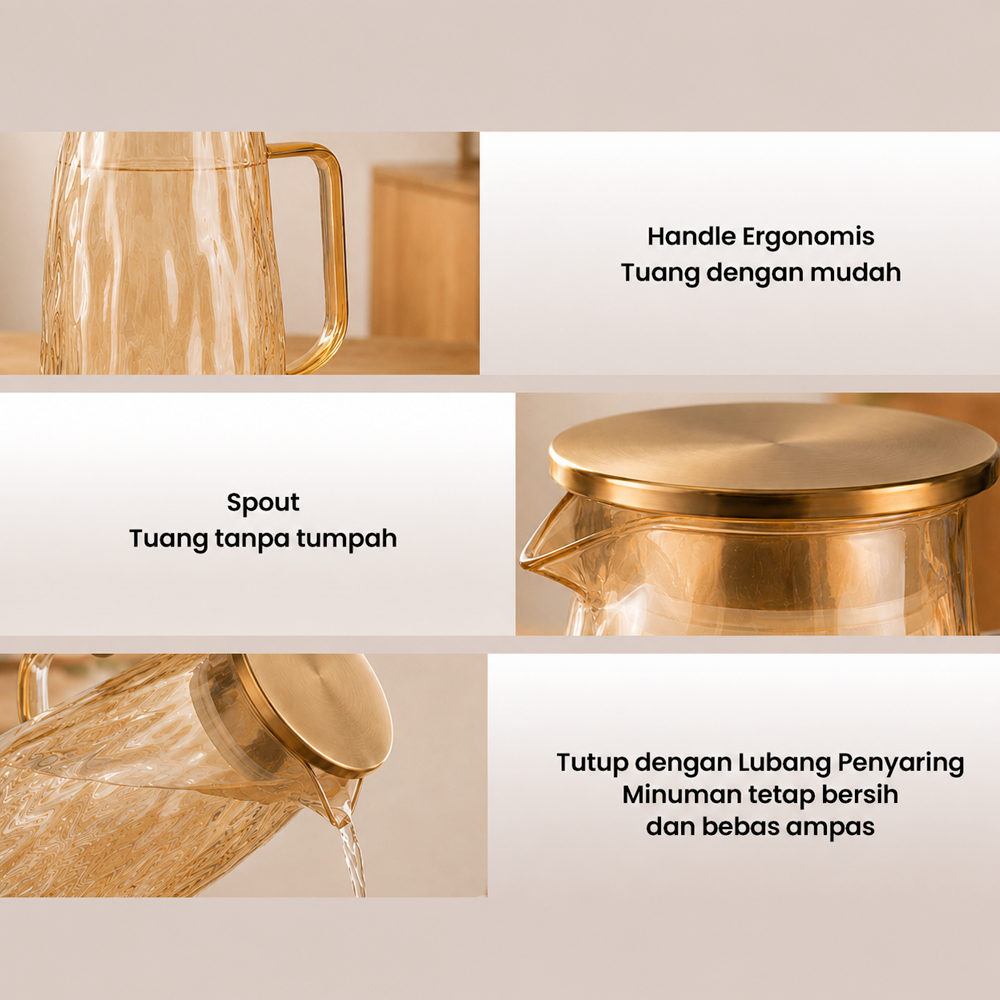 Gambar produk Cloks Set Teko Cangkir Kaca Kopi Teh 1 Pitcher 4 Cups Heat Proof 1.8L - CL18 - 4