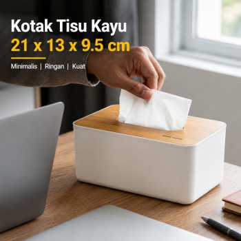 TaffHOME Kotak Tisu Kayu Multifungsi Wooden Tissue Box 21x13x9.5cm - ZJ05