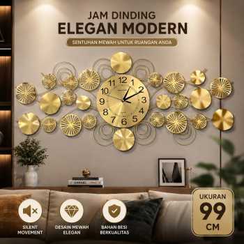 TaffHOME Jam Dinding Besi Elegan Modern Clock Silent Movement 99cm - F33898