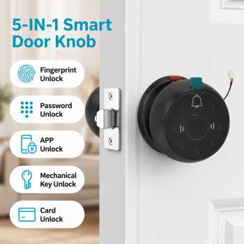 Viladev Smart Door Lock Fingerprint Card Password Ball Shaped - Q2
