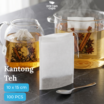 Gambar produk One Two Cups Kantong Teh Celup Kain Saringan Tea Bag Disposable 100PCS 10x15cm - M100