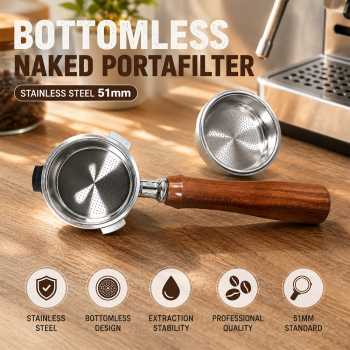 Gambar produk ATO Portafilter Bottomless Naked Stainless 3 Ear 51mm for DeLonghi - E62