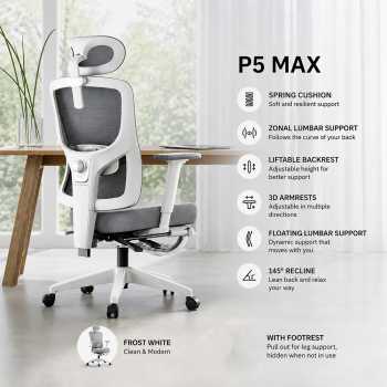 HBADA Kursi Kantor Office Chair 2D Lumbar Support 3D Armrest Footrest - P5-Max