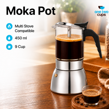 One Two Cups Moka Pot Teko Kopi Espresso Coffee Maker Single Valve - Z70