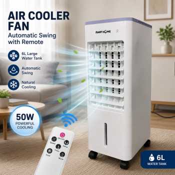 TaffHOME Air Cooler Fan Automatic Swing with Remote 50W 6L 220V - DY-30A