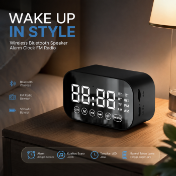 ZIKY Wireless Bluetooth Speaker Alarm Clock Mini TF/FM Radio 500mAh - G60