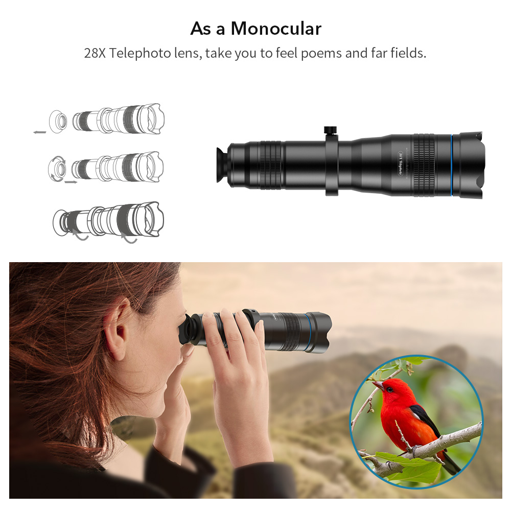 Gambar produk APEXEL Lensa Tele Smartphone Monocular Telephoto 28X HD - APL-JS28X - 5
