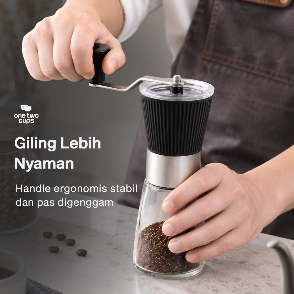 Gambar produk One Two Cups Alat Penggiling Kopi Manual Coffee Grinder 160ml - CF012 - 3
