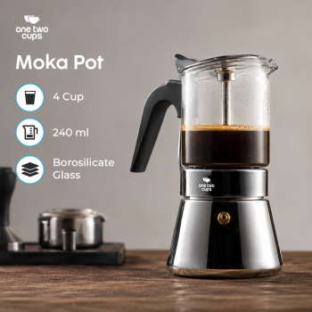 One Two Cups Moka Pot Teko Kopi Espresso Coffee Maker Dual Valve - Z61