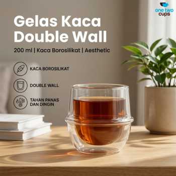 One Two Cups Gelas Kaca Aesthetic Kopi Teh Double Wall Glass - PLY1710