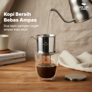 Gambar produk One Two Cups Vietnam Drip Coffee Filter Saringan Kopi Sekrup 250ml 8Q - LC2 - 3