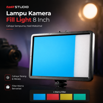 Gambar produk TaffSTUDIO Lampu Kamera Studio LED Portable Flat Fill Light 8 Inch - LPL-02