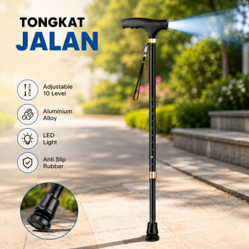 VEN Alat Bantu Tongkat Jalan Walking Cane Adjustable 10 Level with LED - AL-009